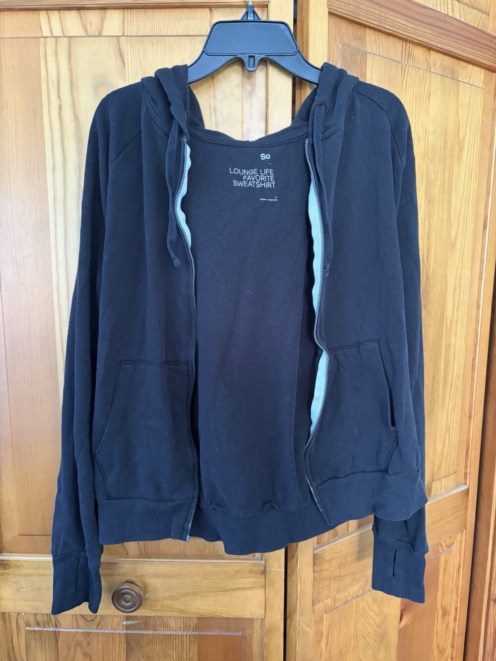 Women’s Sonoma Lounge Life Black Favorite Sweatshirt Size L- Zip Slider Broken
